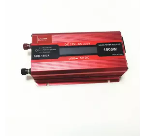 1500W Інтелектуальний інвертор напруги AmazDIB 12-230V з LCD дисплеєм Червоний